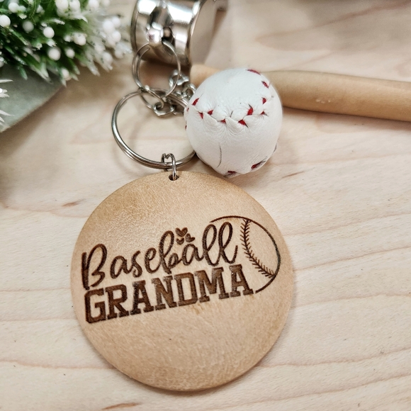 Laser Engraved Keychain Pendant Ball, Bat And Whistle - Baseball Grandma - Picture 3 of 3